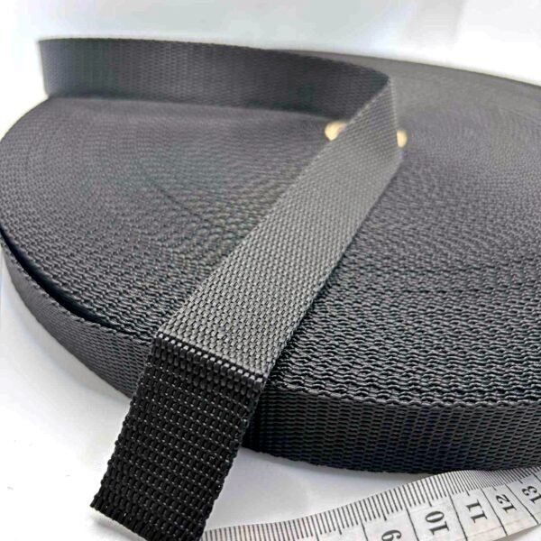 Juodos spalvos diržinė juosta, 2,5cm pločio