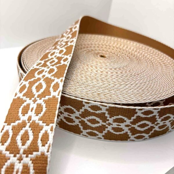 Vienpusė diržinė juosta, 38mm pločio (Šviesiai ruda/balta)