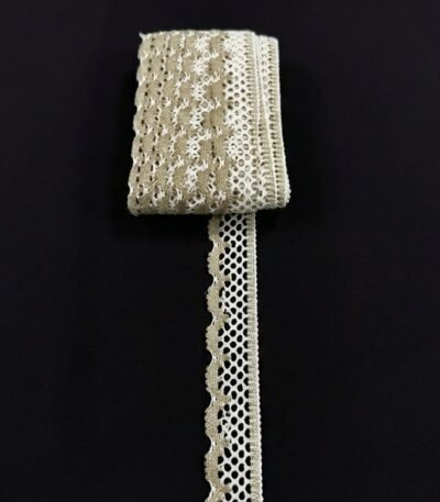 Ažūrinė nėrinių juostelė 4,5 cm pločio iš medvilnės