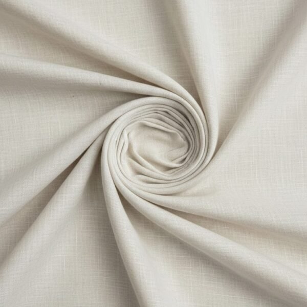 Baltas natūralus lininis audinys su lygia struktūra