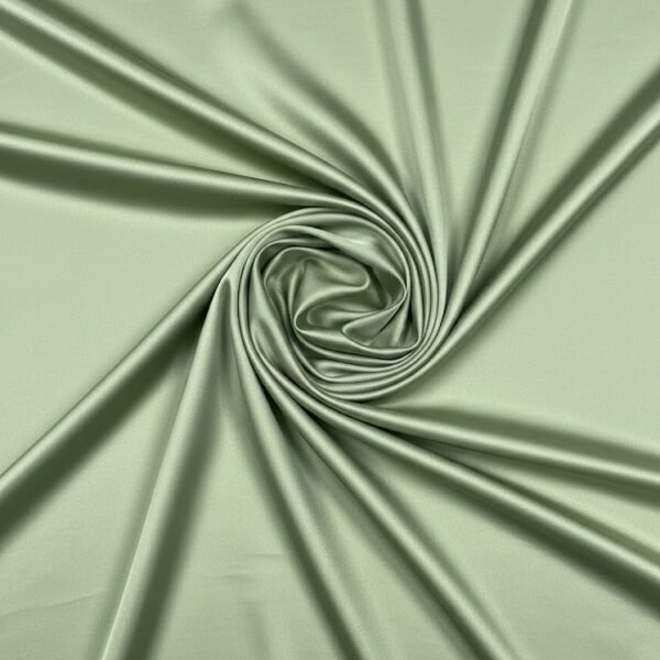 Blizgus dvipusis atlasas audinys šviesiai žalios spalvos