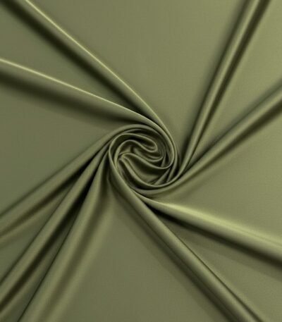 Blizgus itin plonas atlasas audinys alyvuogių spalvos