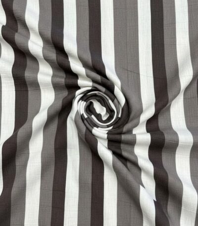 Dryžuotas lininis audinys pilkos ir rudos spalvos