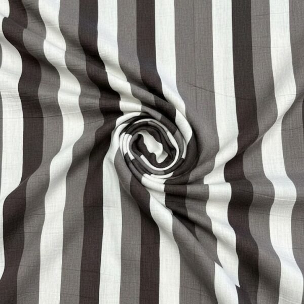 Dryžuotas lininis audinys pilkos ir rudos spalvos