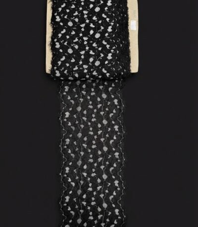 Elastinga nėrinių juosta 15 cm juoda su kontrastiniu raštu