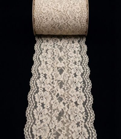 Elastinga nėrinių juosta 15 cm su tankiu gėlių raštu