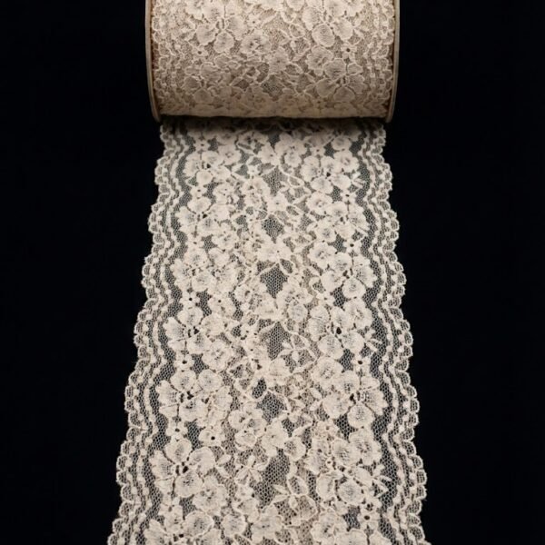 Elastinga nėrinių juosta 15 cm su tankiu gėlių raštu