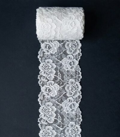 Elastinga nėrinių juosta 16 cm balta