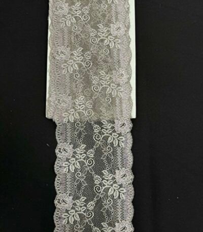 Elastinga nėrinių juosta 16 cm pilkšvai smėlinė