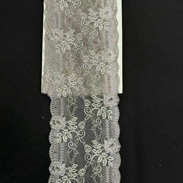 Elastinga nėrinių juosta 16 cm pilkšvai smėlinė