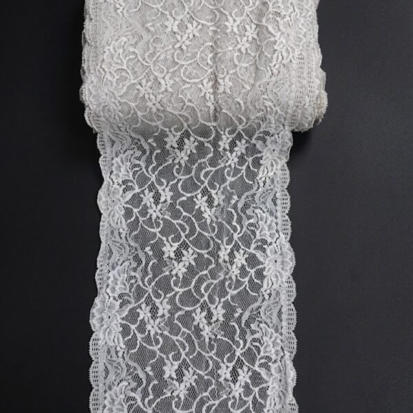 Elastinga nėrinių juosta, balta (Plotis 20cm)