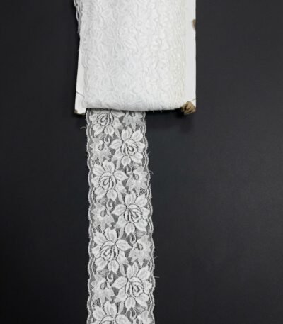 Elastinga nėrinių juosta 8,5 cm balta