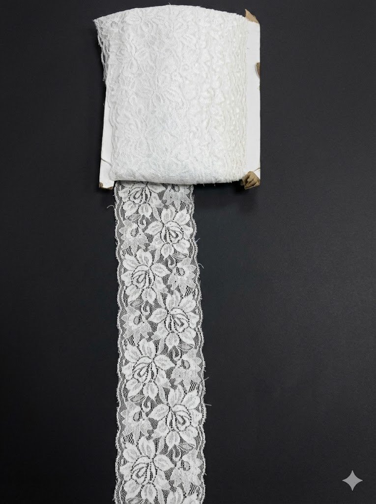 Elastinga nėrinių juosta 8,5 cm balta Elastinga nėrinių juosta 8,5 cm balta