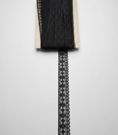 Elastinga nėrinių juostelė juodos spalvos 3,5 cm