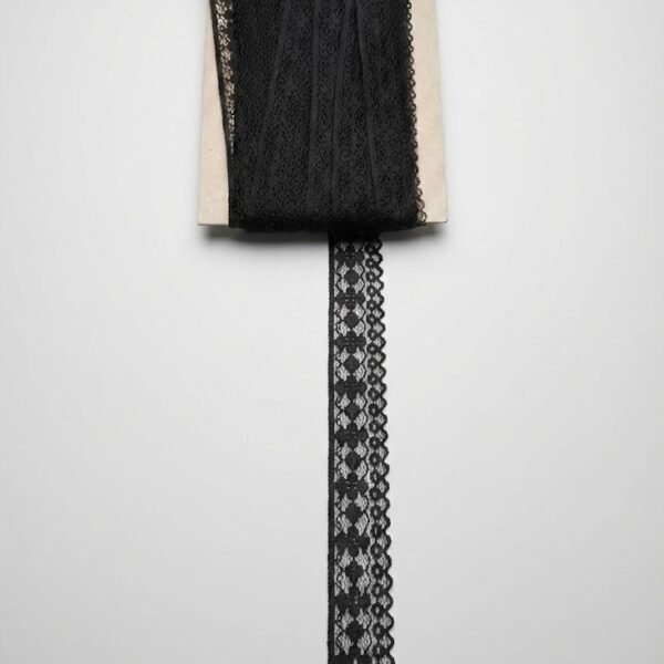 Elastinga nėrinių juostelė juodos spalvos 3,5 cm