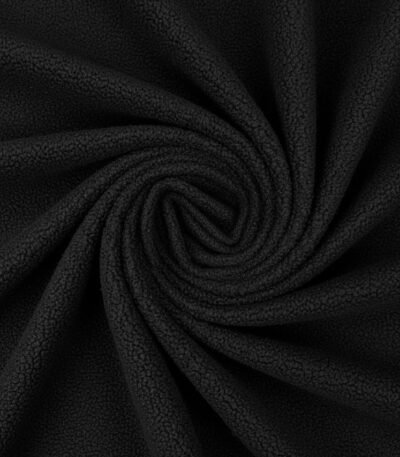 Juodas teddy audinys su garbanota tekstūra