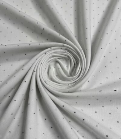Lininis audinys su blizgučiais – 100 % linas, subtili dekoratyvi tekstūra