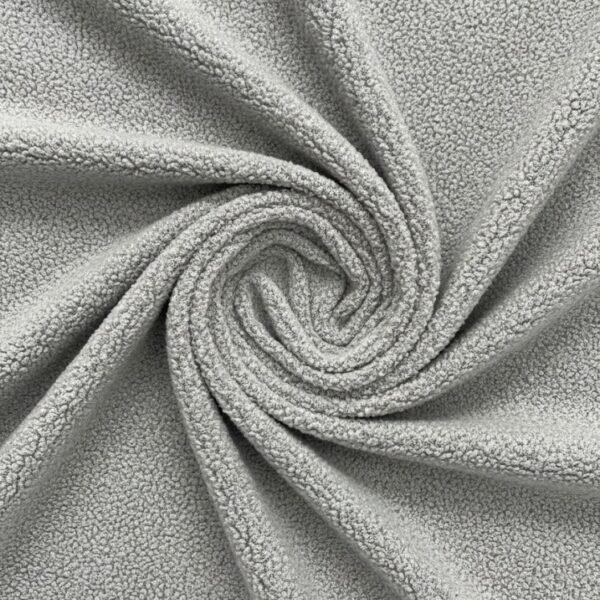 Melsvai pilkas teddy audinys su garbanota tekstūra