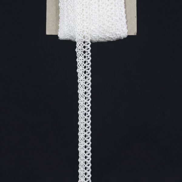Nėrinių juostelė 2,5 cm balta ažūrinė medvilnė