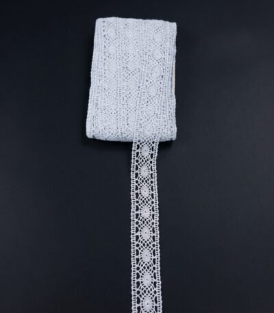 Nėrinių juostelė 4 cm šviesiai mėlyna ažūrinė