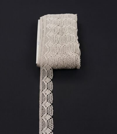 Nėrinių juostelė 4,5 cm ažūrinio rašto iš medvilnės