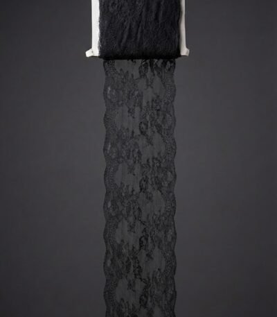 Plati elastinga nėrinių juosta 15 cm juodos spalvos