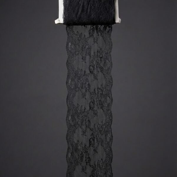 Plati elastinga nėrinių juosta 15 cm juodos spalvos