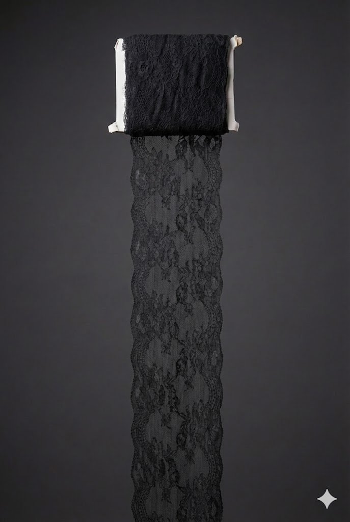 Plati elastinga nėrinių juosta 15 cm juodos spalvos Plati elastinga nėrinių juosta 15 cm juodos spalvos