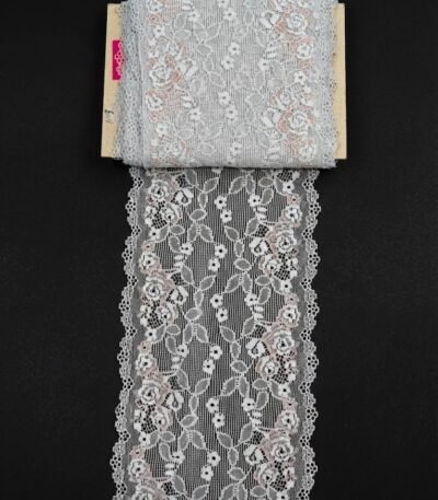 Plati elastinga nėrinių juosta su gėlių raštu