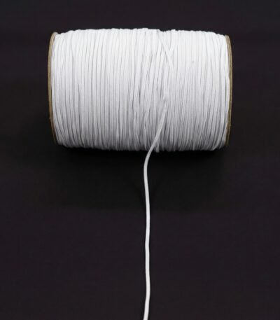 Plokščia megzta elastinga guma 3 mm balta ritėje