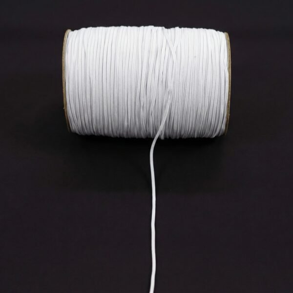 Plokščia megzta elastinga guma 3 mm balta ritėje