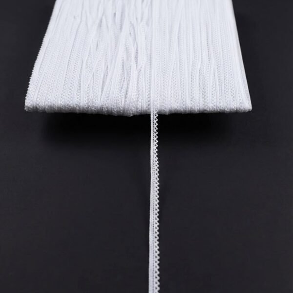 Siauras dekoratyvinis nėrinukas juostelėje 8 mm baltas