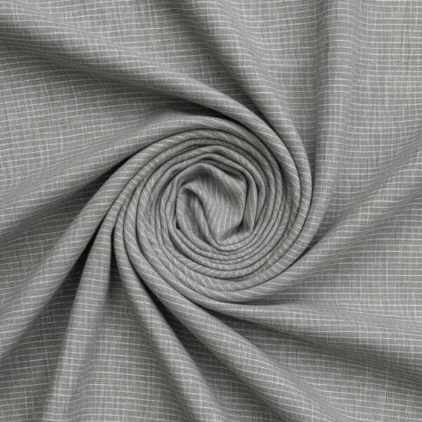 Šviesiai pilkas lininis audinys su smulkia dryžuota tekstūra