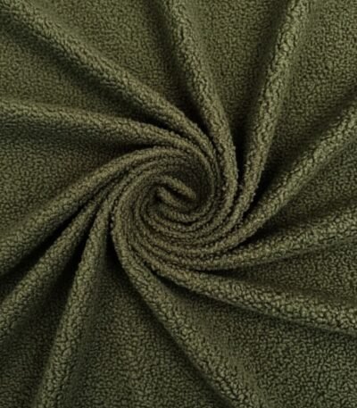 Tamsiai žalias buklė audinys su kilpine tekstūra