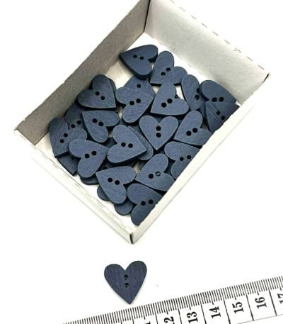 Vaikiška medinė saga širdelės formos 18 mm tamsiai mėlyna