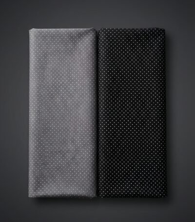 100% viskozės pamušalas su smulkiu taškelių raštu