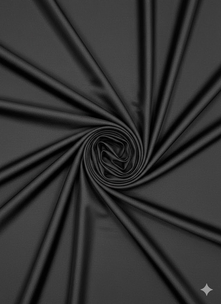 Juodas elastingas viskozės pamušalas 150 cm pločio Juodas elastingas viskozės pamušalas 150 cm pločio