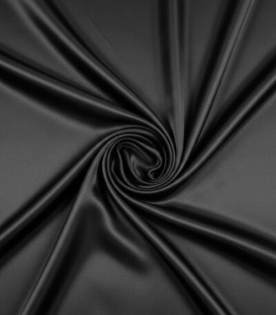 Juodas šilko audinys su elastanu, lygus paviršius