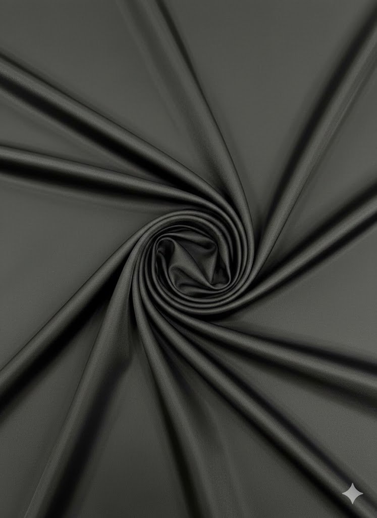 Juodas viskozės pamušalas su elastanu 140 cm pločio Juodas viskozės pamušalas su elastanu 140 cm pločio