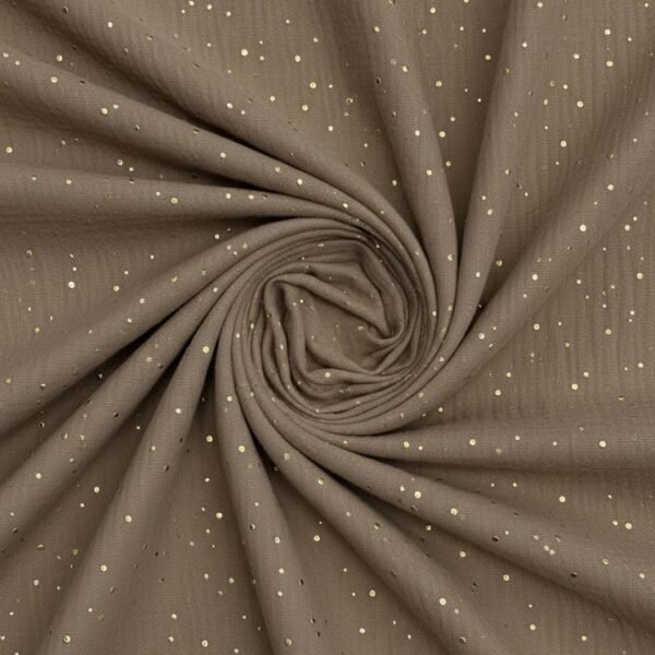 Medvilninis audinys su smulkiais taškeliais iš arti