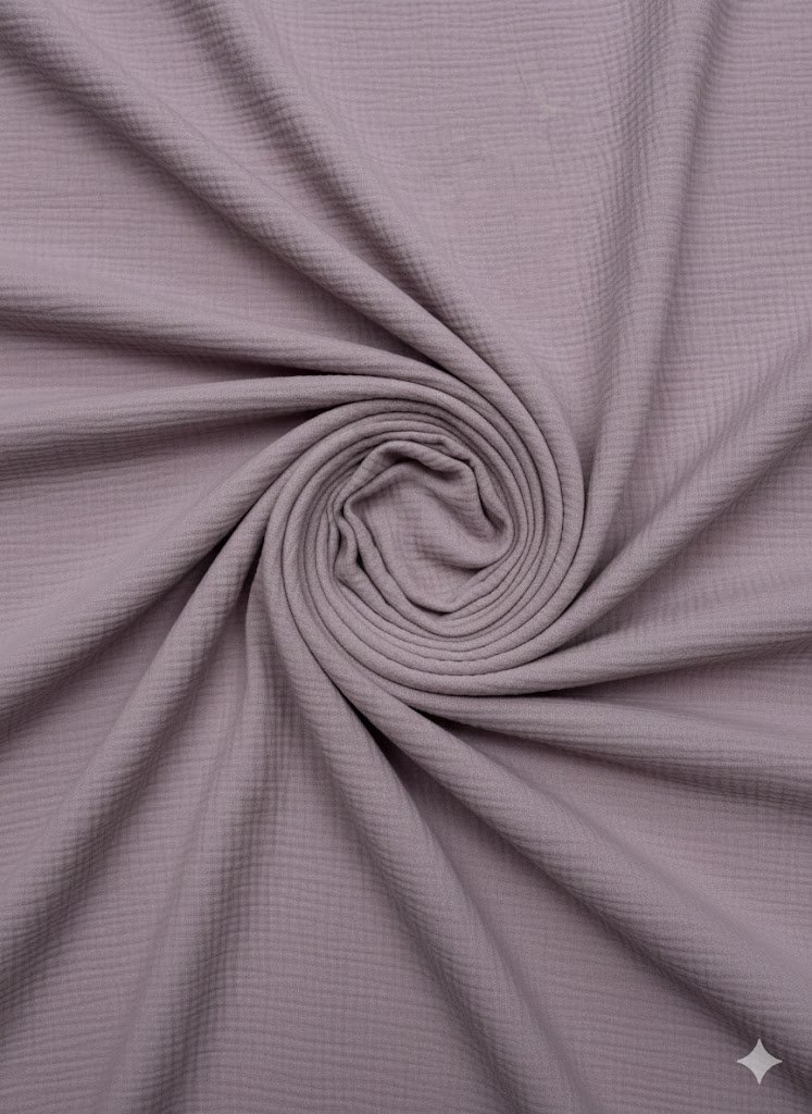 Medvilninis muslinas švelnios alyvinės spalvos Medvilninis muslinas švelnios alyvinės spalvos