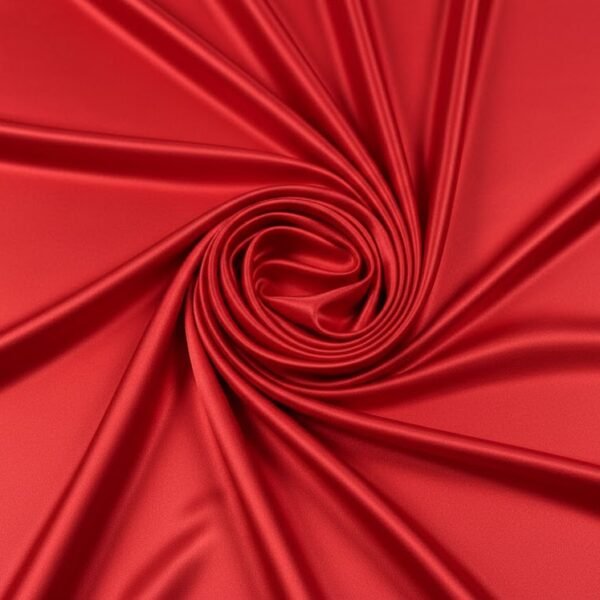 Raudonas šilko audinys su elastanu, lygus paviršius
