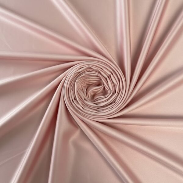 Švelniai rausvas nude šilko audinys su elastanu