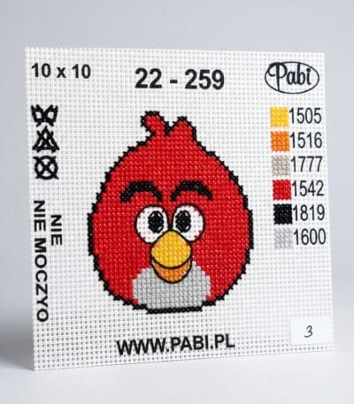 mažas siuvinėjimo paveikslas su ryškiu paukščiu
