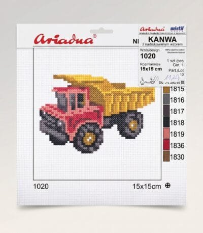 siuvinėjimo kanva su savivarčiu ryškus technikos motyvas
