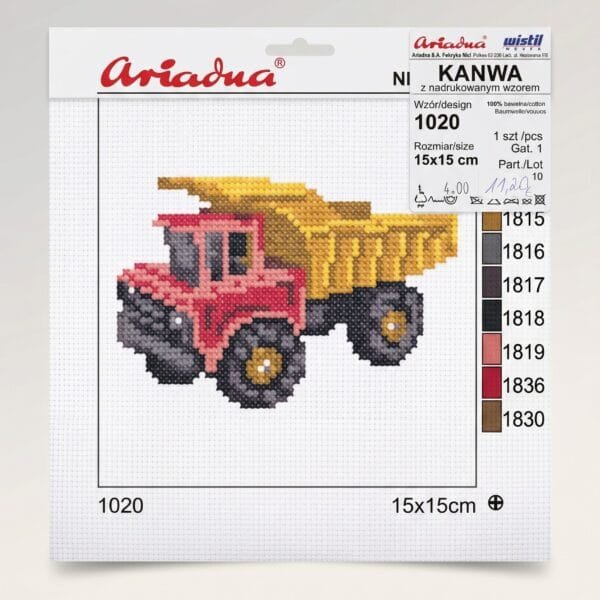 siuvinėjimo kanva su savivarčiu ryškus technikos motyvas