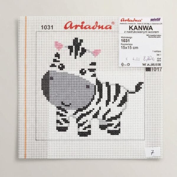 siuvinėjimo kanva zebras su spaudintu piešiniu