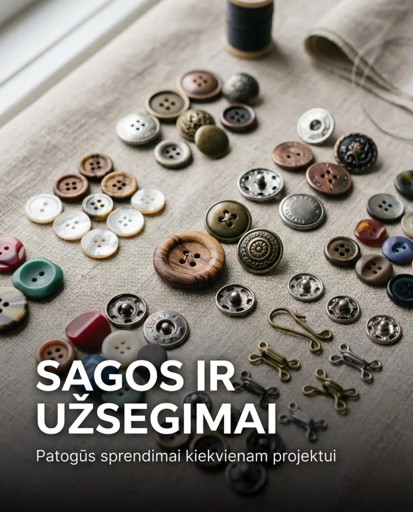 Sagos, spaudės ir kabliukai kaip pasirinkti tinkamą užsegimą 10