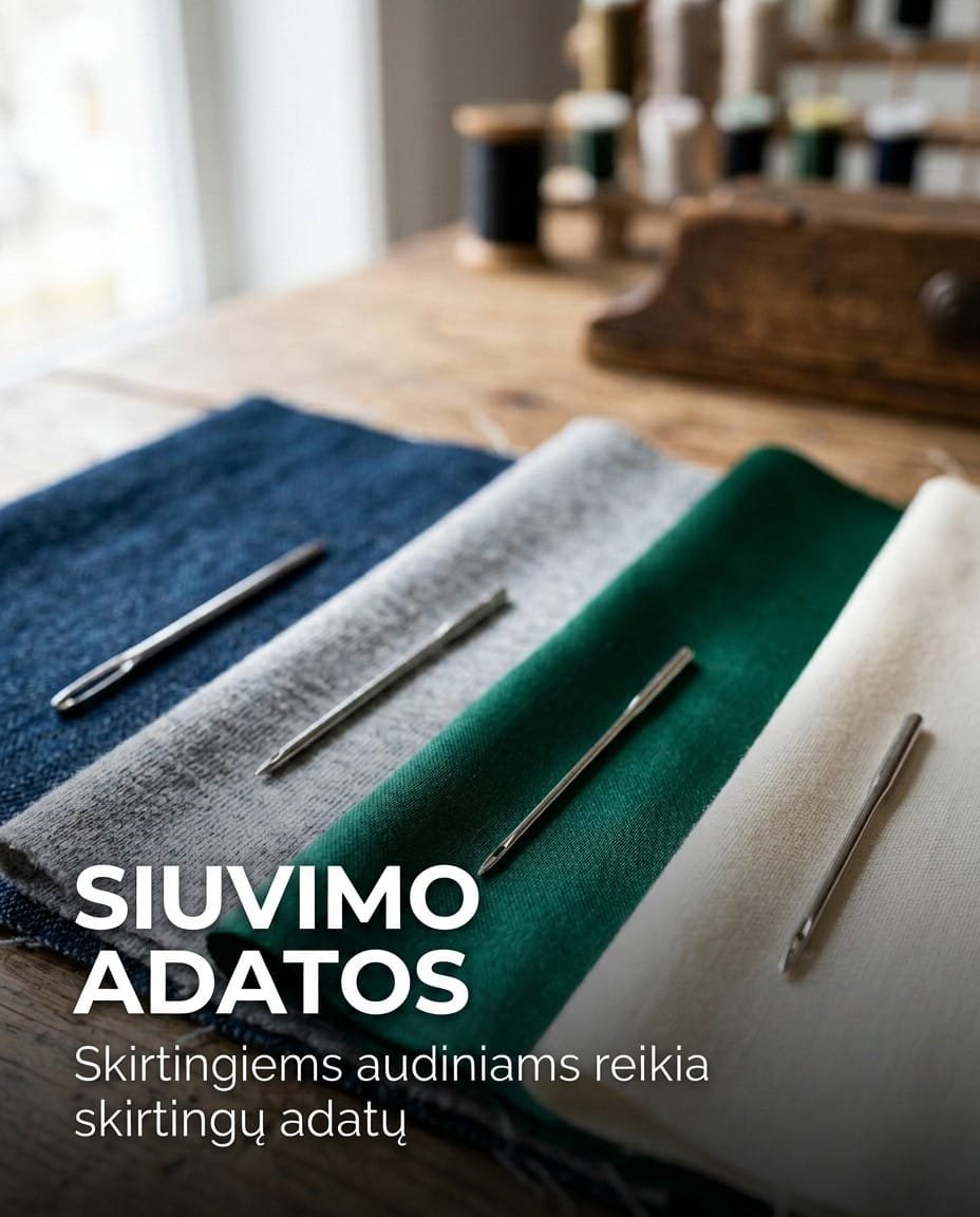 Siuvimo adatos kaip pasirinkti tinkamą adatą kiekvienam audiniui 9
