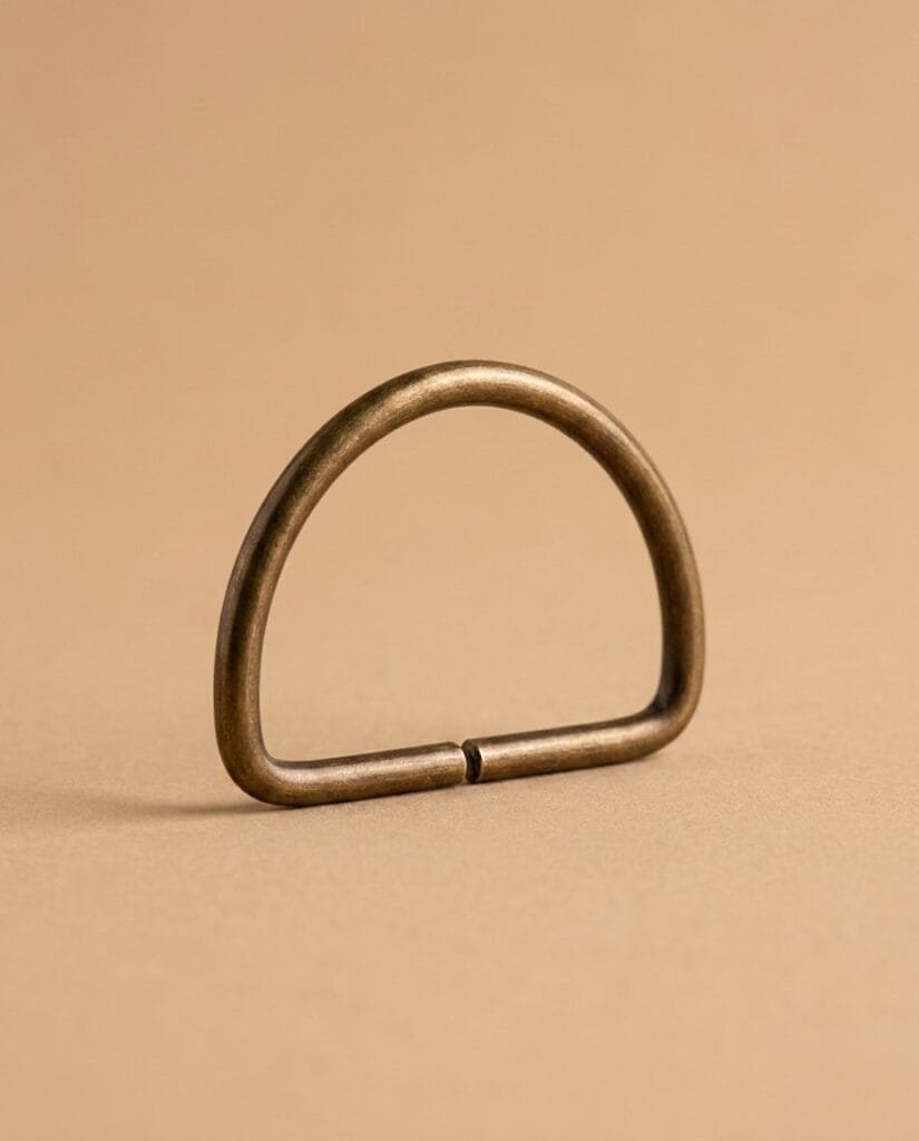 Metalinis D formos pusžiedis diržams 4 cm – sendinto žalvario